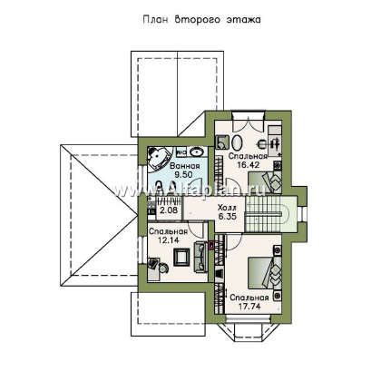 Проекты домов Альфаплан - «Примавера» - компактный дом с гаражом-навесом - превью плана проекта №2