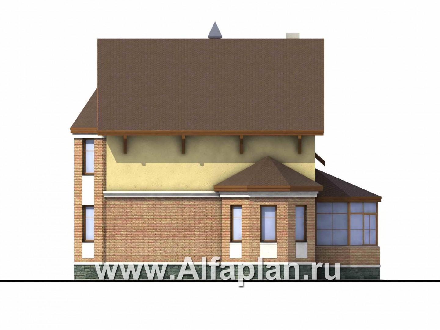Проекты домов Альфаплан - «Поколение» - блокированный дом с эркерами - изображение фасада №2