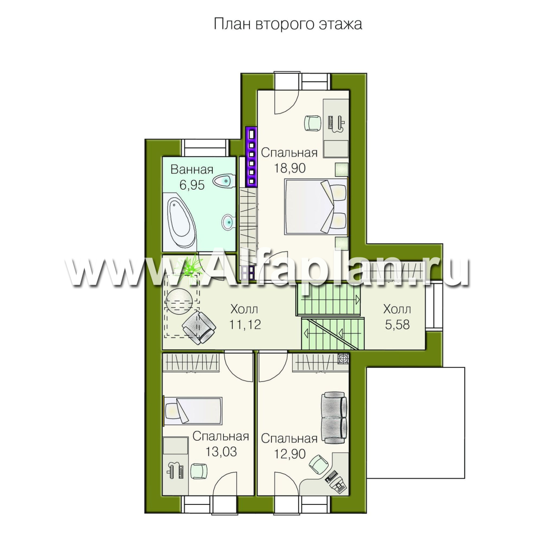 Проекты домов Альфаплан - «Эврика!» - удобный дом из блоков или кирпичей для маленького участка - изображение плана проекта №3