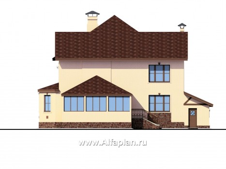 Проекты домов Альфаплан - «Амбиент» - амбиционый дом с двумя мощными эркерами - превью фасада №4