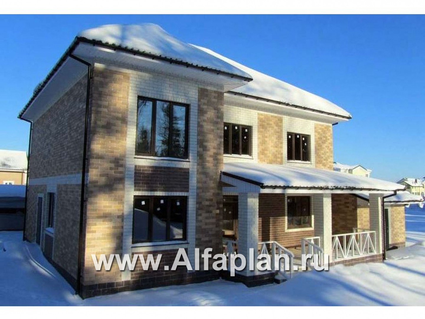 Проекты домов Альфаплан - «Айвенго» — особняк для большой семьи с жилой мансардой и гаражом - дополнительное изображение №2