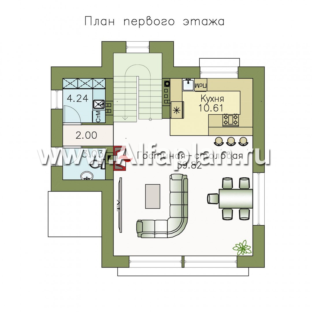 Проекты домов Альфаплан - «Сапфир» - трехэтажный дом с большим гаражом для маленького участка - изображение плана проекта №2