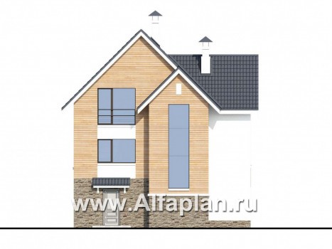 Проекты домов Альфаплан - «Сапфир» - трехэтажный дом с большим гаражом для маленького участка - превью фасада №4