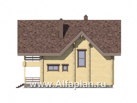 Проекты домов Альфаплан - Удобный деревянный дом с террасами - превью фасада №3