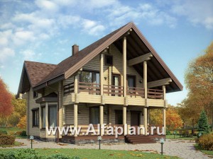 Проекты домов Альфаплан - Удобный деревянный дом с террасами - превью основного изображения
