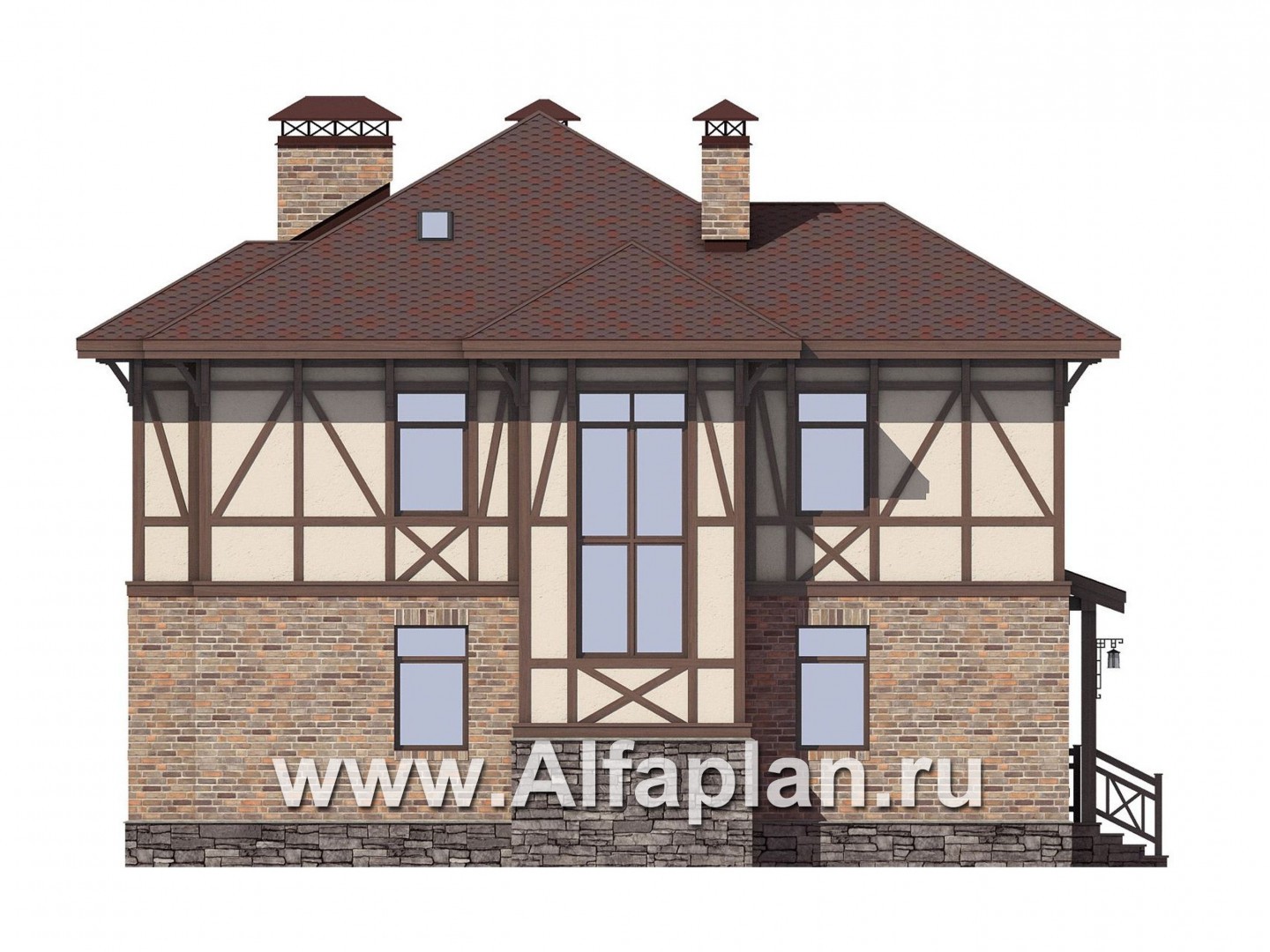 Проекты домов Альфаплан - Удобный двухэтажный дом для большой семьи - изображение фасада №1