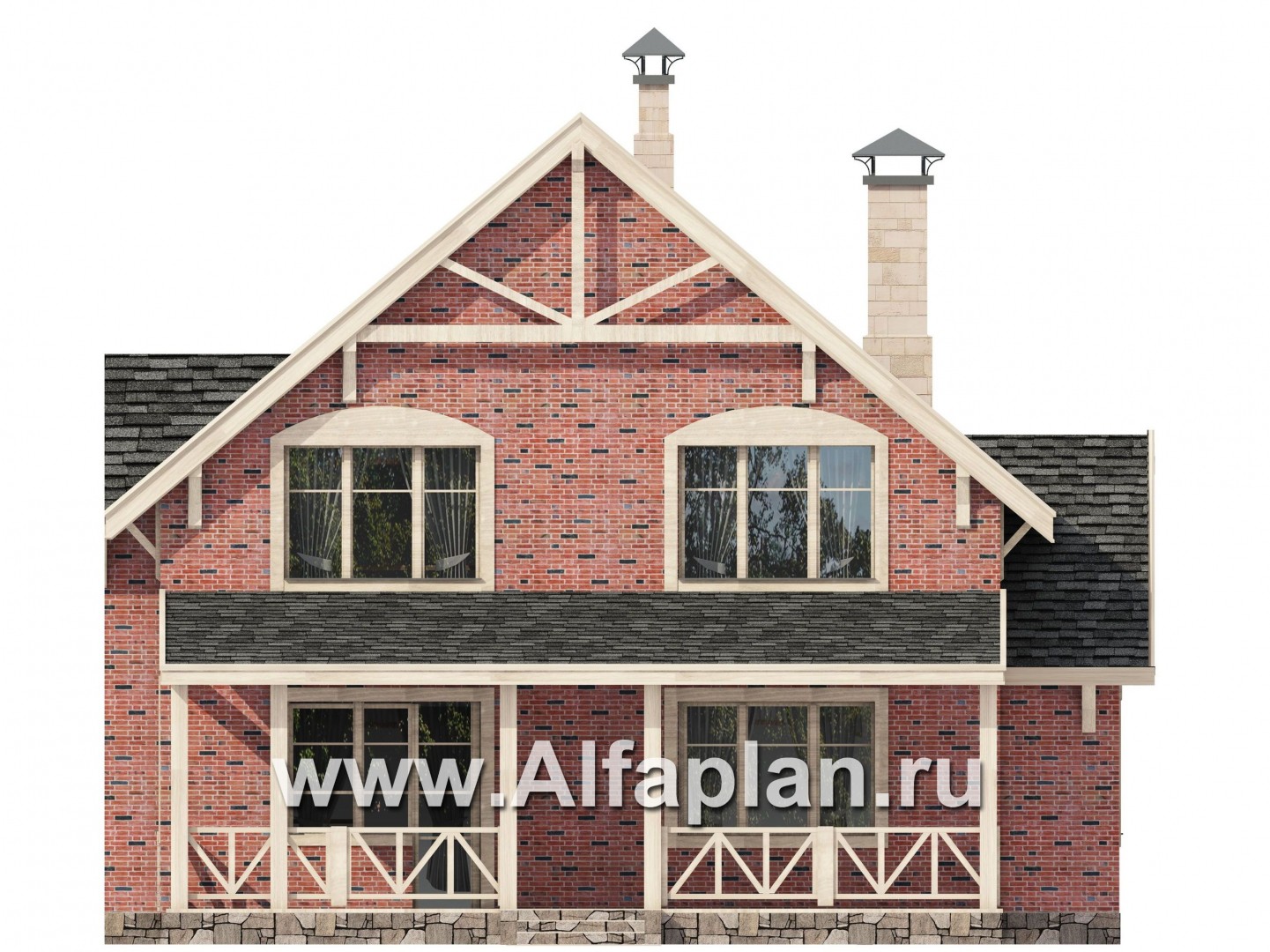 Проекты домов Альфаплан - «Новая пристань» - дом для удобной загородной жизни - изображение фасада №4