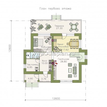 Проекты домов Альфаплан - «Новая пристань» - дом для удобной загородной жизни - превью плана проекта №1