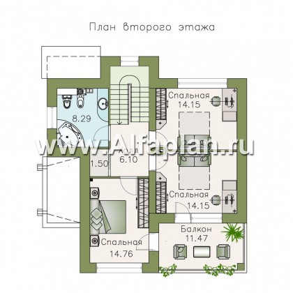 Проекты домов Альфаплан - «Виток спирали» -современный коттедж с «зеленой» плоской кровлей - превью плана проекта №2