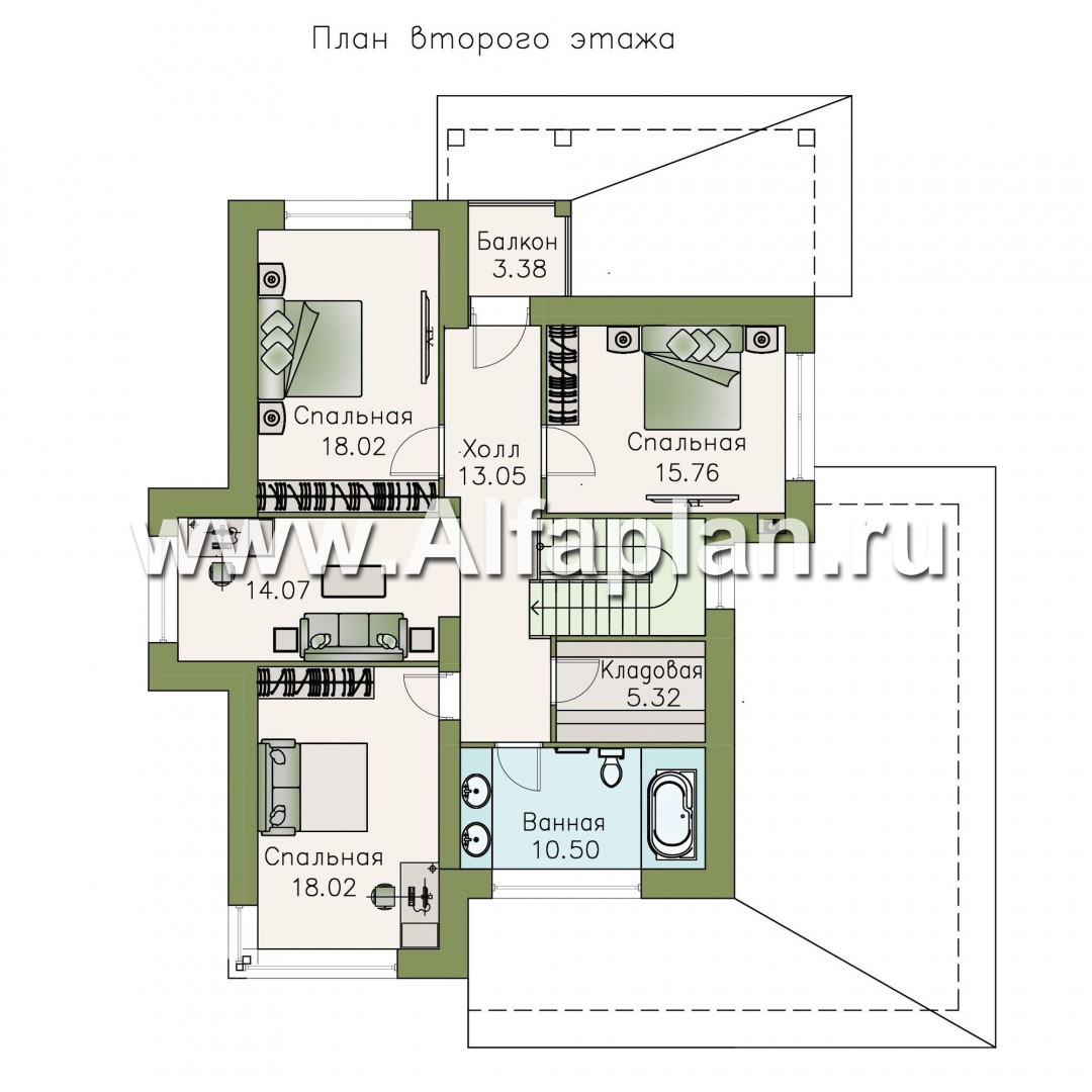 Проекты домов Альфаплан - «Эридан» - современный стильный дом с террасой и гаражом - изображение плана проекта №2