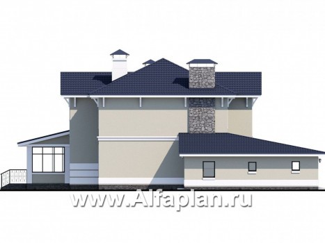 Проекты домов Альфаплан - «Семь ветров» - двухэтажный  комфортабельный коттедж с большим гаражом. - превью фасада №3