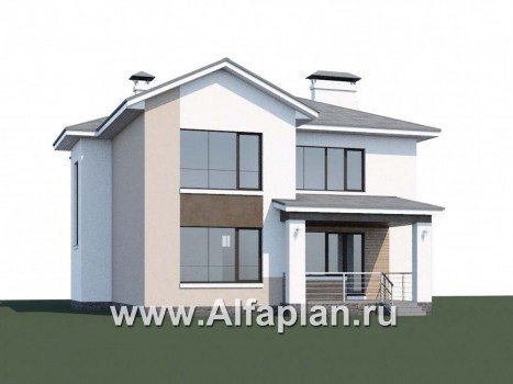 Проекты домов Альфаплан - «Платина» - проект двухэтажного современного дома, с террасой, с гаражом, в современном стиле - превью дополнительного изображения №1
