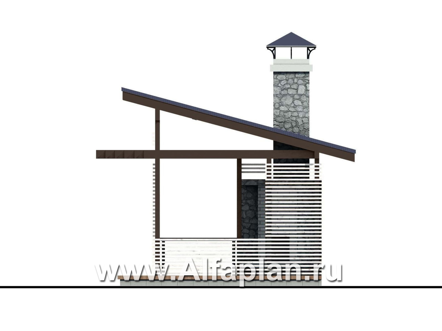 Проекты домов Альфаплан - Современная элегантная беседка (летняя кухня) - изображение фасада №2