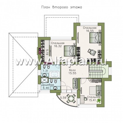 Проекты домов Альфаплан - «Платина» - современный дом в европейской традиции - превью плана проекта №2