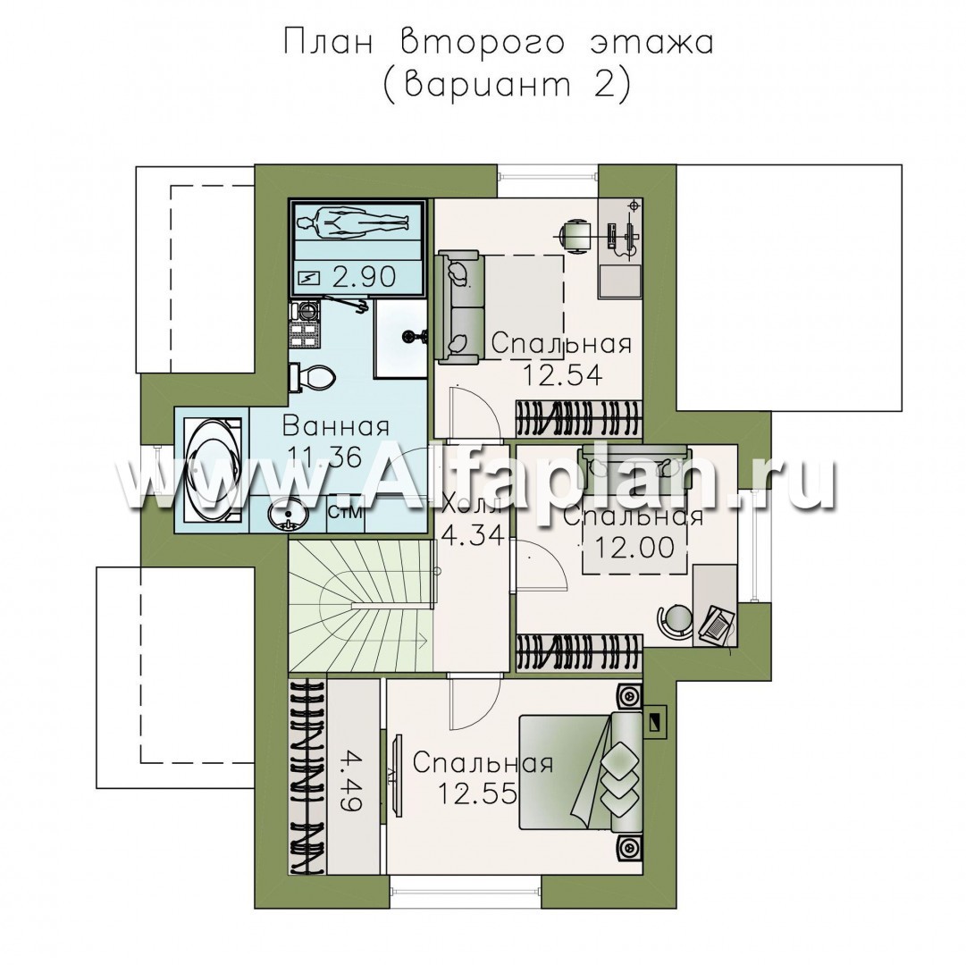 Проекты домов Альфаплан - «Малая Родина» - компактный и комфортный загородный дом - изображение плана проекта №3