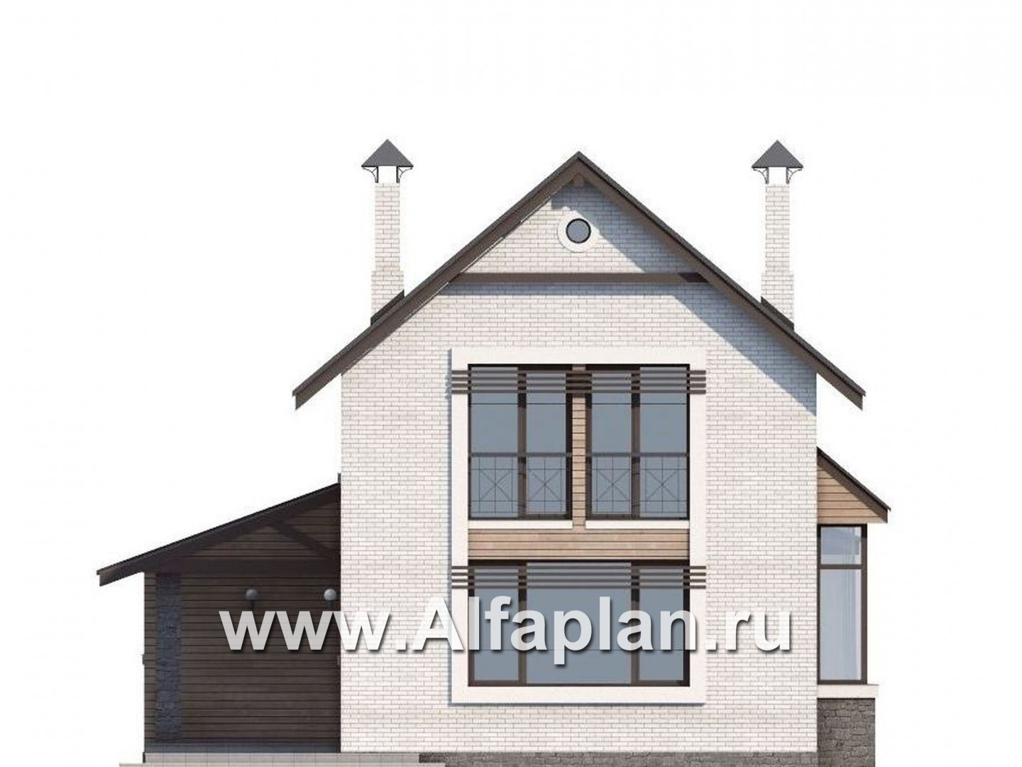 Проекты домов Альфаплан - «Эль-Ниньо»- дом с террасами и навесом для машин - изображение фасада №4