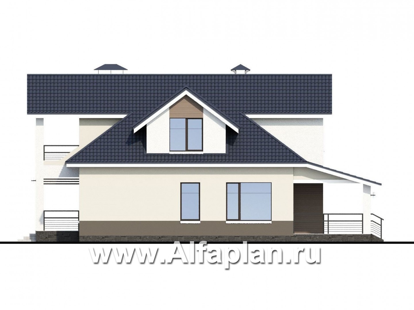 Проекты домов Альфаплан - «Кластер Персея» - дом с двумя жилыми комнатами на 1 эт и с мансардой - изображение фасада №2