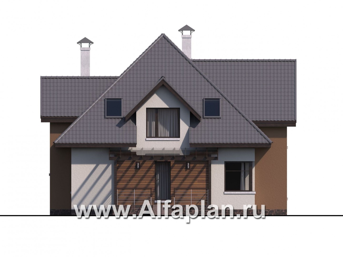 Проекты домов Альфаплан - «Гемма»  - современный мансардный дом - изображение фасада №3