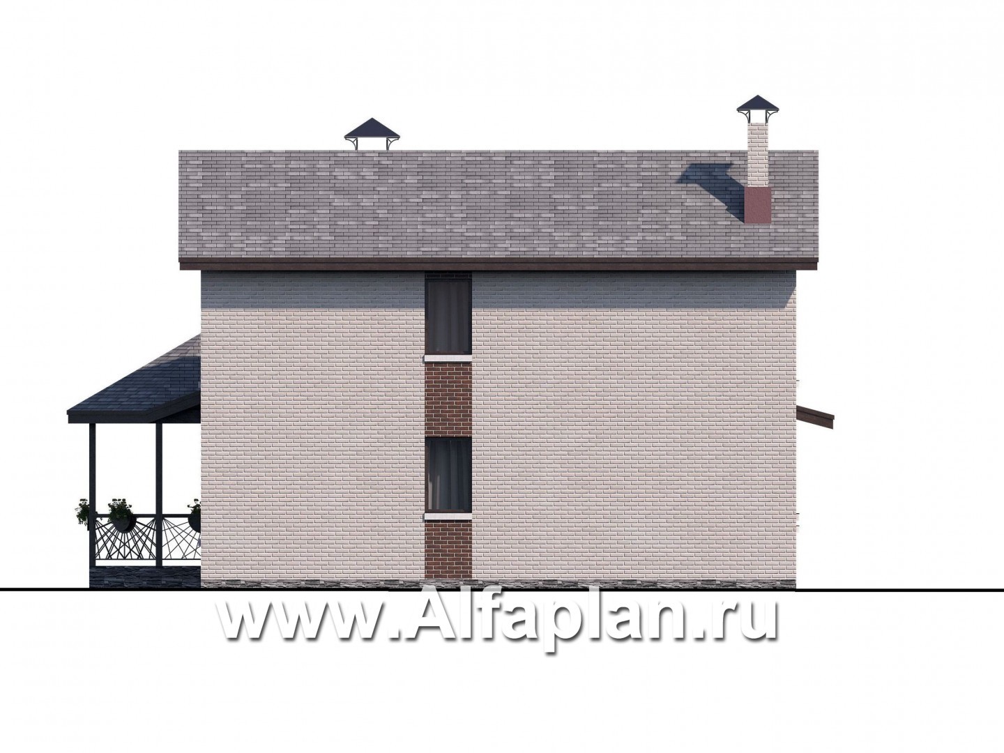 Проекты домов Альфаплан - Двухэтажный дом с эркером - изображение фасада №4