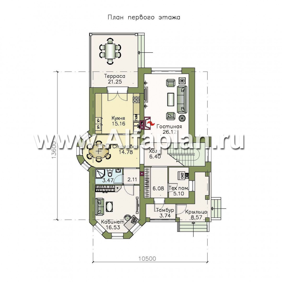 Проекты домов Альфаплан - «Эллада» - красивый и компактный особняк - план проекта №1