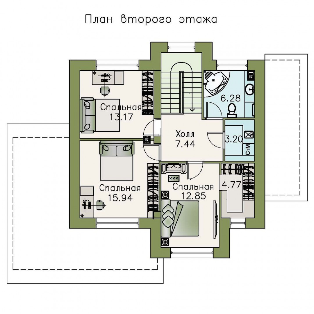 Проекты домов Альфаплан - «Стимул» - проект стильного двухэтажного дома - изображение плана проекта №2