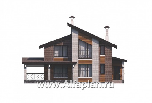 Проекты домов Альфаплан - «Стимул» - проект стильного двухэтажного дома - превью фасада №1