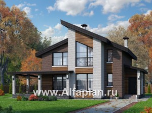 Проекты домов Альфаплан - «Стимул» - проект стильного двухэтажного дома - превью основного изображения