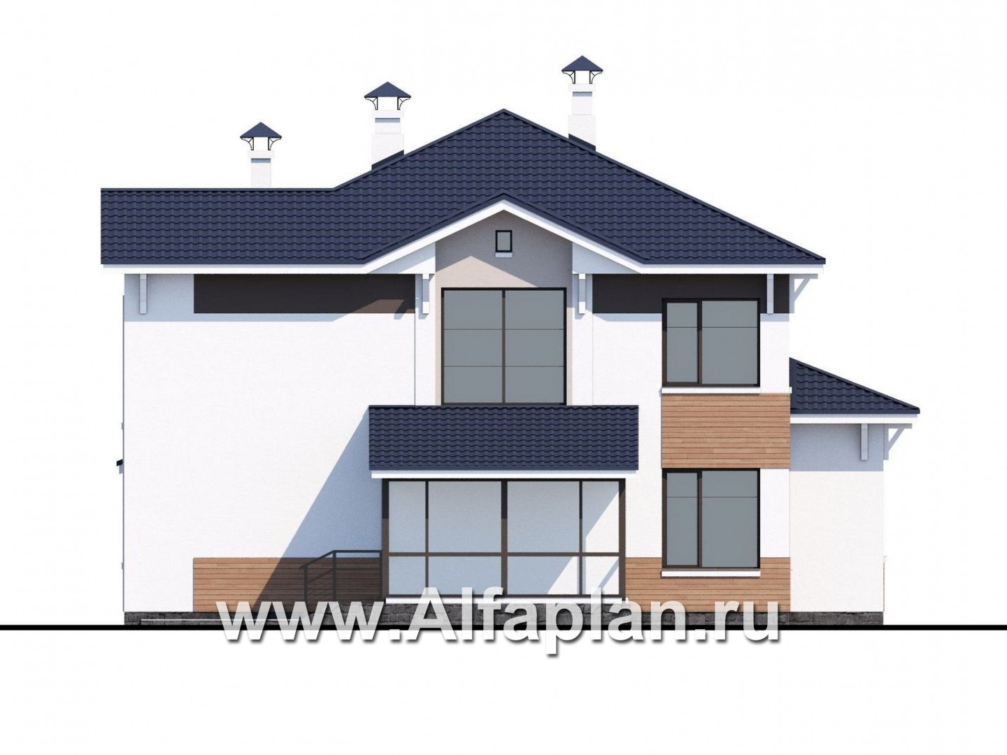 Проекты домов Альфаплан - «Мелодия света» - двухэтажный коттедж с эффектным интерьером - изображение фасада №4