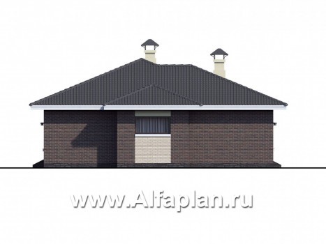 «Вуокса» - проект одноэтажного дома из кирпича, с комфортной планировкой, с эркером и с террасой - превью фасада дома