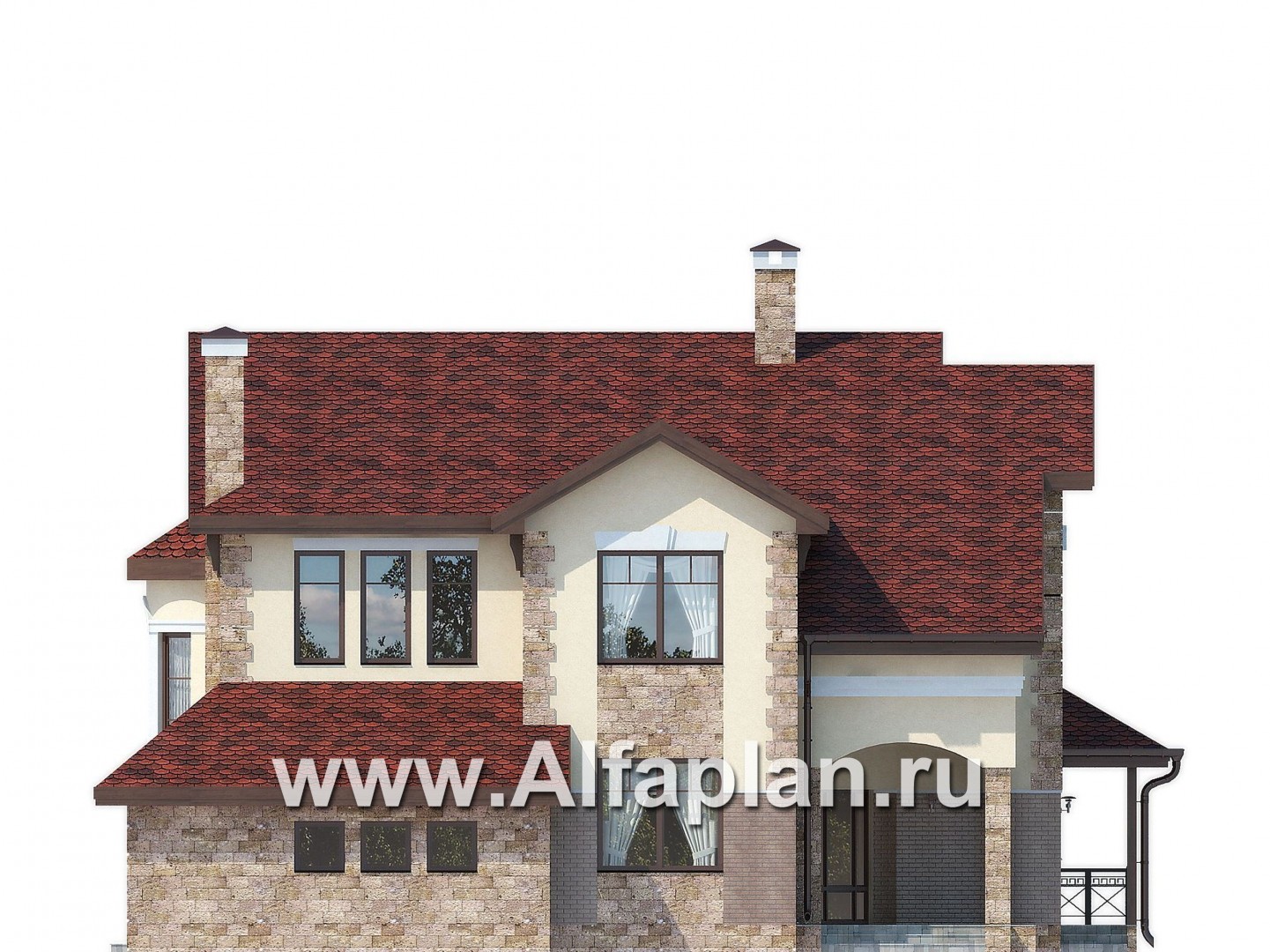 Проекты домов Альфаплан - Двуxэтажный дом с комфортной планировкой - изображение фасада №1