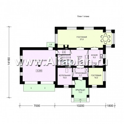 Проекты домов Альфаплан - Загородный дом с большим гаражом - превью плана проекта №1