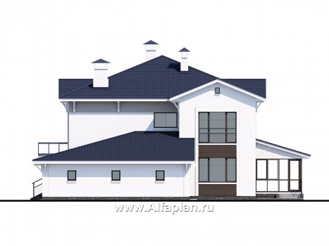 Проекты домов Альфаплан - «Мелодия света» - коттедж эффектными интерьерами и большим гаражом - превью фасада №2