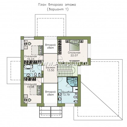 Проекты домов Альфаплан - «Мелодия света» - коттедж эффектными интерьерами и большим гаражом - превью плана проекта №2