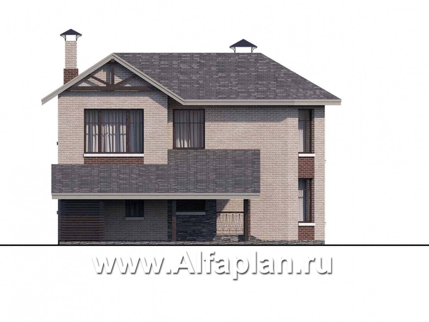 Проекты домов Альфаплан - Двухэтажный дом с эркером - изображение фасада №3