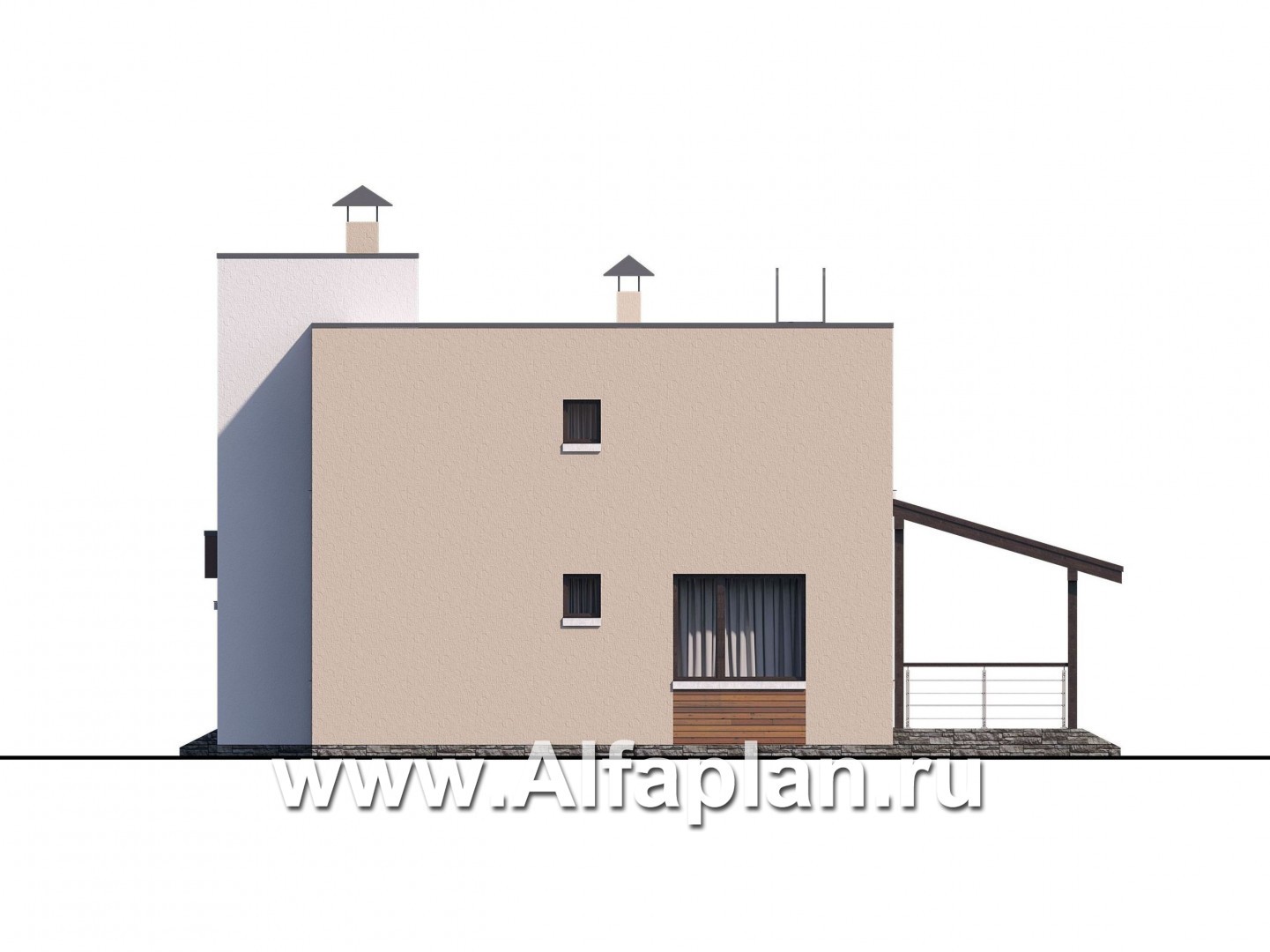 Проекты домов Альфаплан - «Рациональ» - компактный коттедж с плоской кровлей - изображение фасада №3