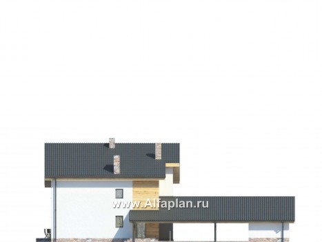 Проекты домов Альфаплан - Современный коттедж с большим гаражом-стоянкой - превью фасада №4
