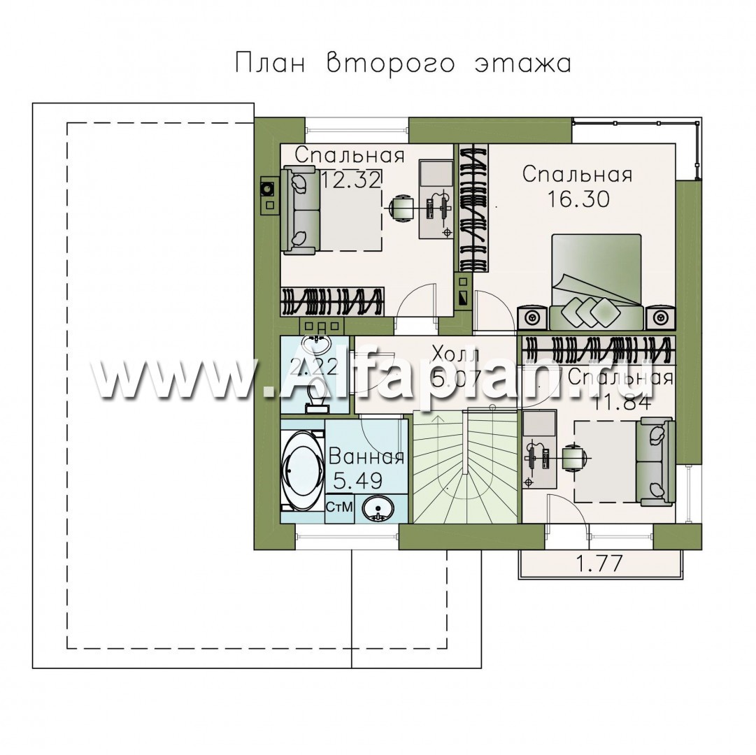 Проекты домов Альфаплан - «Смарт»- удобный двухэтажный дом - план проекта №2