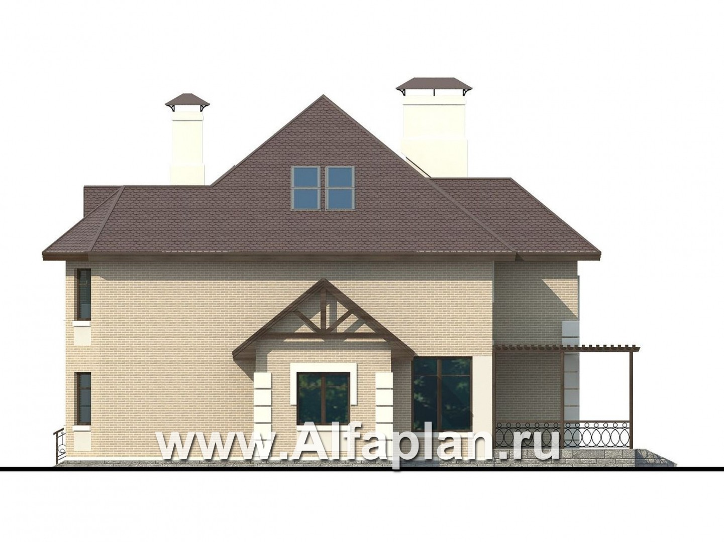 Проекты домов Альфаплан - «Воронцов»- респектабельный коттедж с комфортной планировкой - изображение фасада №2