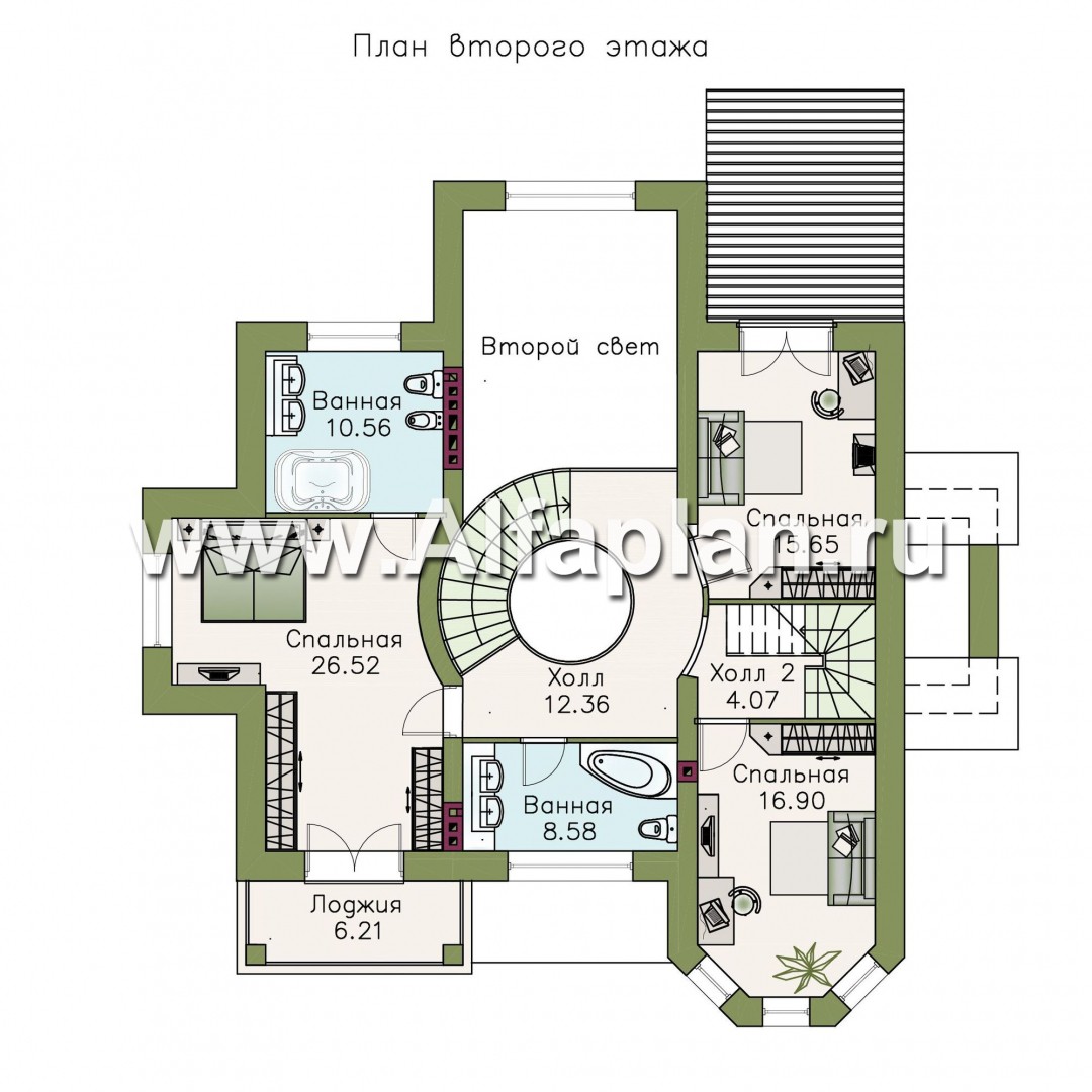 Проекты домов Альфаплан - «Воронцов»- респектабельный коттедж с комфортной планировкой - изображение плана проекта №2