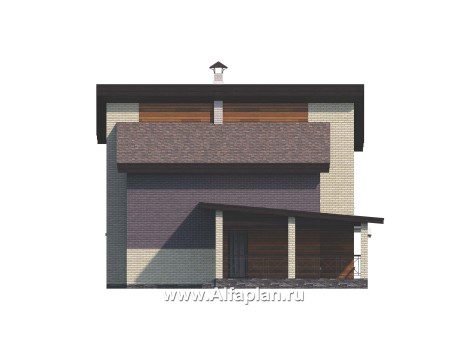 «Стимул» - проект двухэтажного дома, с террасой, в совремнном стиле, с навесом на 1 авто - превью фасада дома
