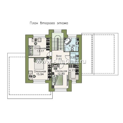 «Стимул» - проект двухэтажного дома, с террасой, в совремнном стиле, с навесом на 1 авто - превью план дома
