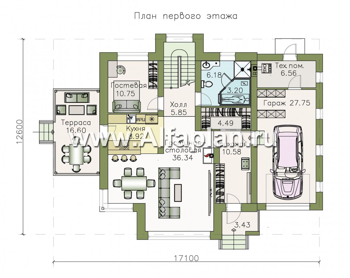 Проекты домов Альфаплан - «Гемма»  - современный мансардный дом - план проекта №1