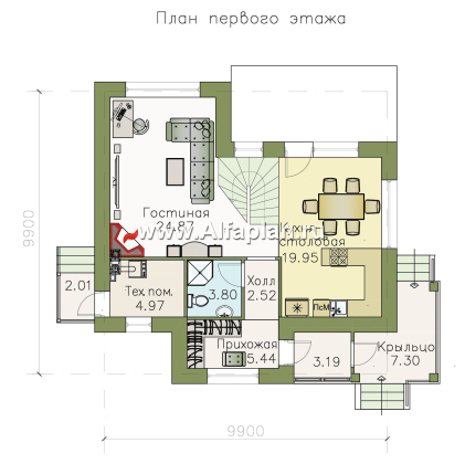 «Невский стиль» - проект двухэтажного дома из кирпича, в стиле эклектика - превью план дома