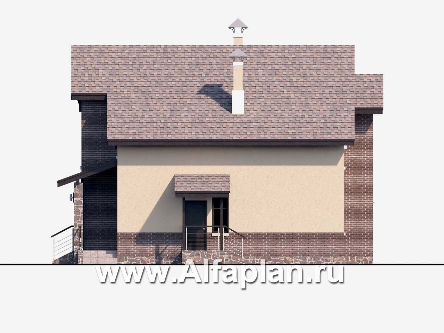 Проекты домов Альфаплан - «Клипер» - комфортный палн дома, двускатная крыша - изображение фасада №2