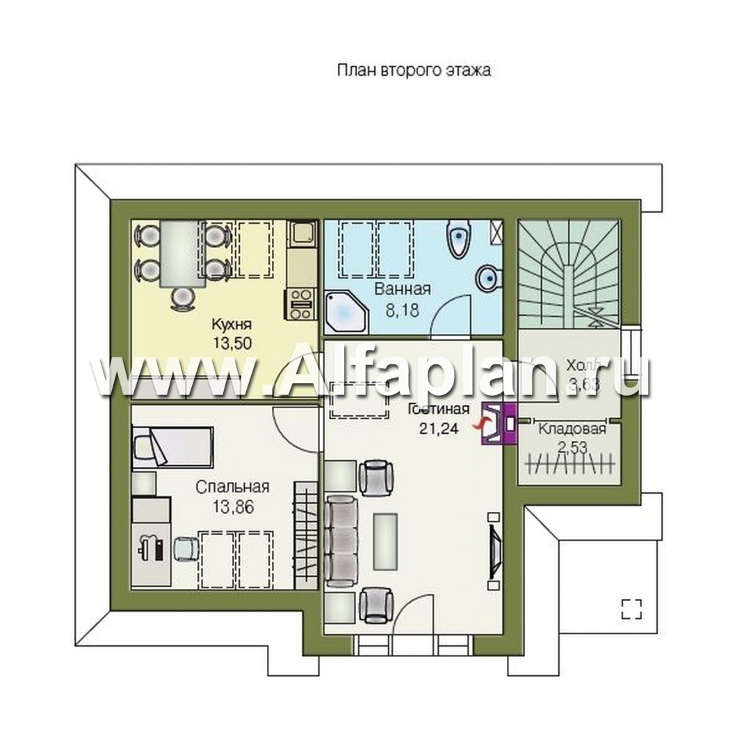 Проекты домов Альфаплан - Гостевой дом с гаражом на две машины - план проекта №2