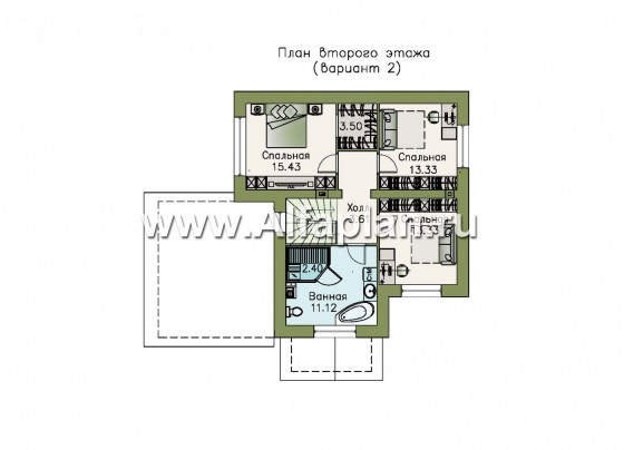 Проекты домов Альфаплан - «Линия жизни» - удобный дом для небольшой семьи - превью плана проекта №3