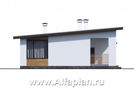 Проекты домов Альфаплан - «Бета» - каркасный дом с односкатной кровлей - превью фасада №3