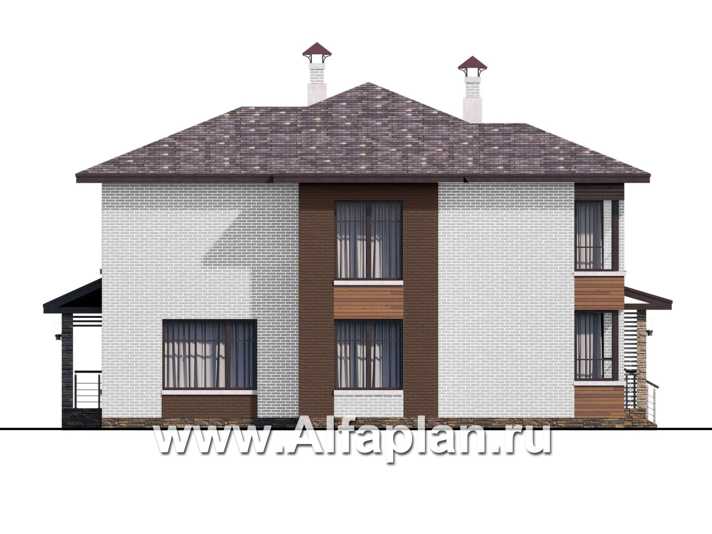 Проекты домов Альфаплан - «Эридан» - современный стильный дом с двусветной гостиной - изображение фасада №2