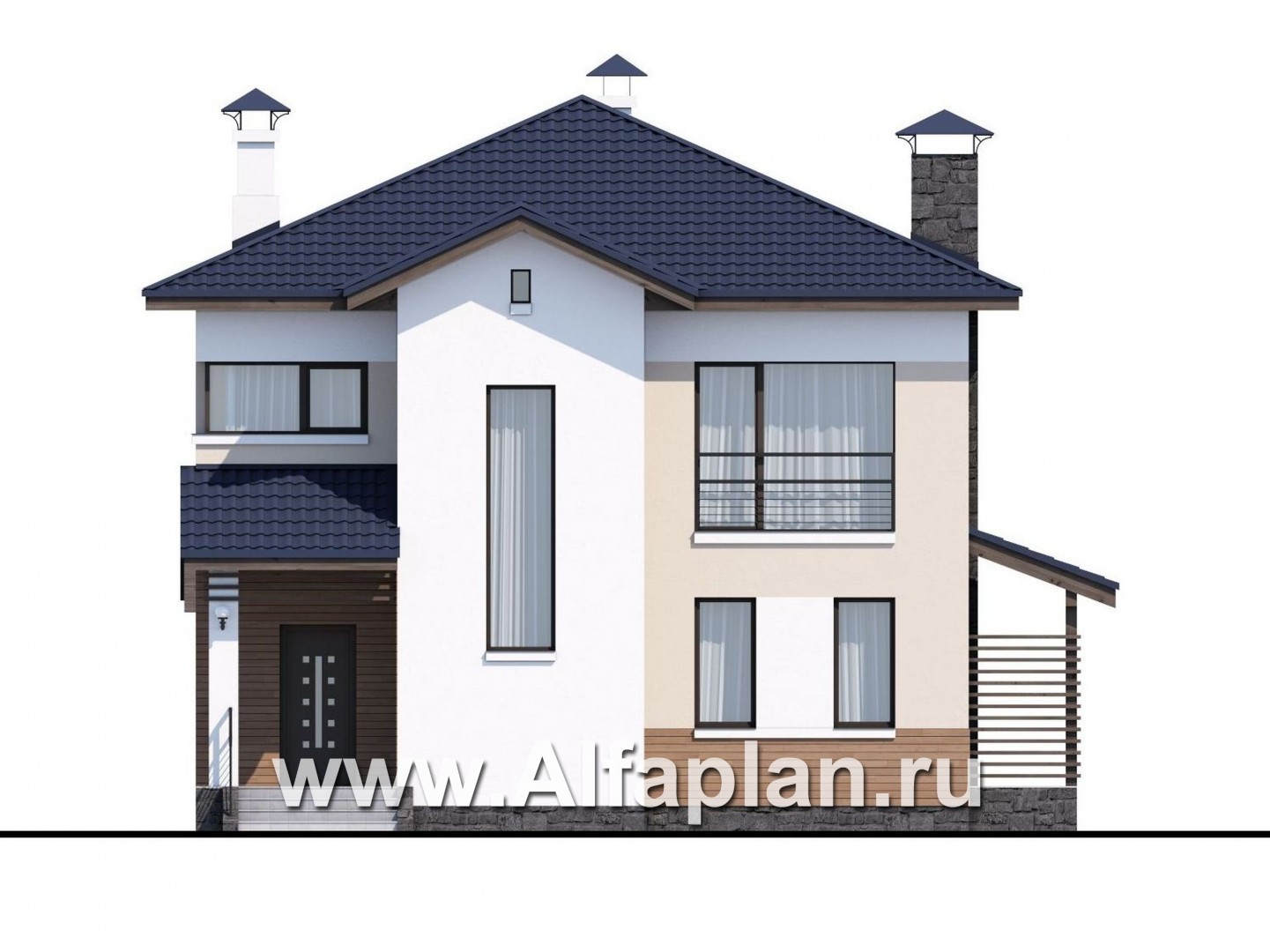 Проекты домов Альфаплан - «Преимущество» - современный удобный дом - изображение фасада №1