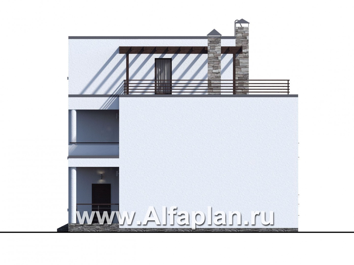 Проекты домов Альфаплан - «Гоген» - коттедж с эксплуатируемой кровлей - изображение фасада №2
